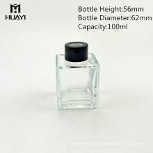 wholesale empty 100ml square glass reed diffuser bottle with wooden cap